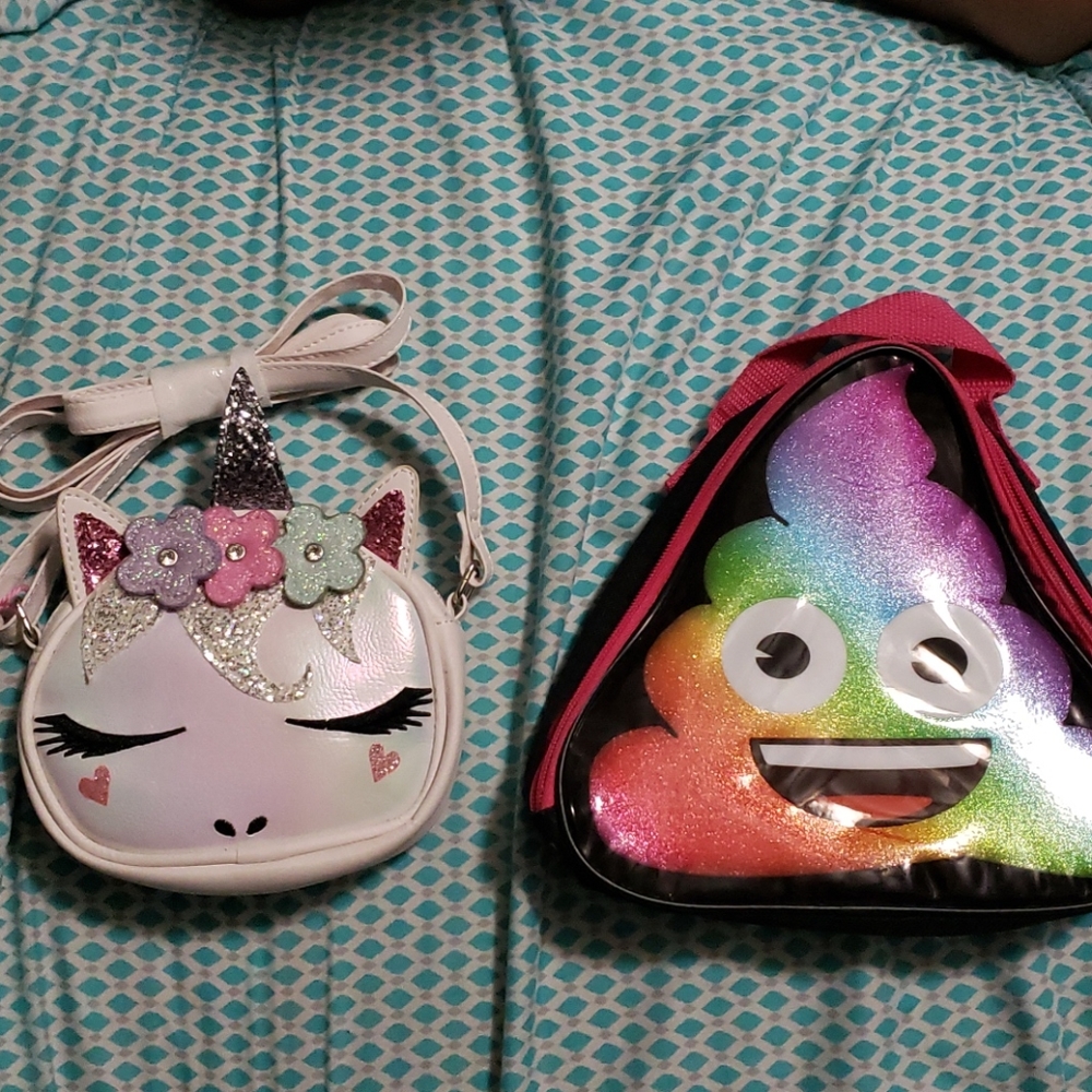 Unicorn purse and emoji little cooler